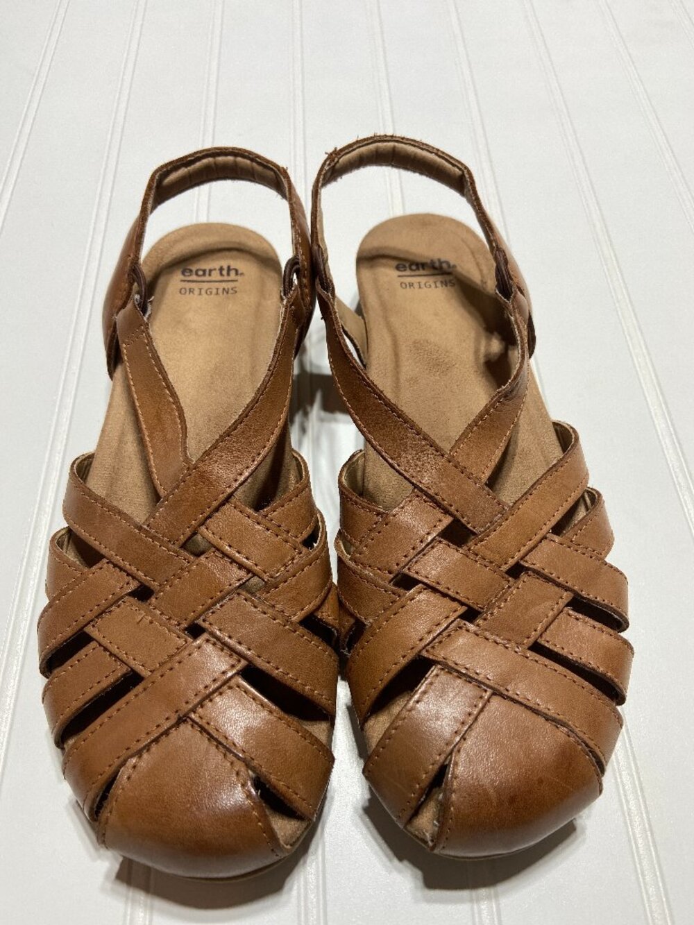 Earth Origins Belder Berri Leather Fisherman Sandals Womans Size 7.5 Brown Boho
